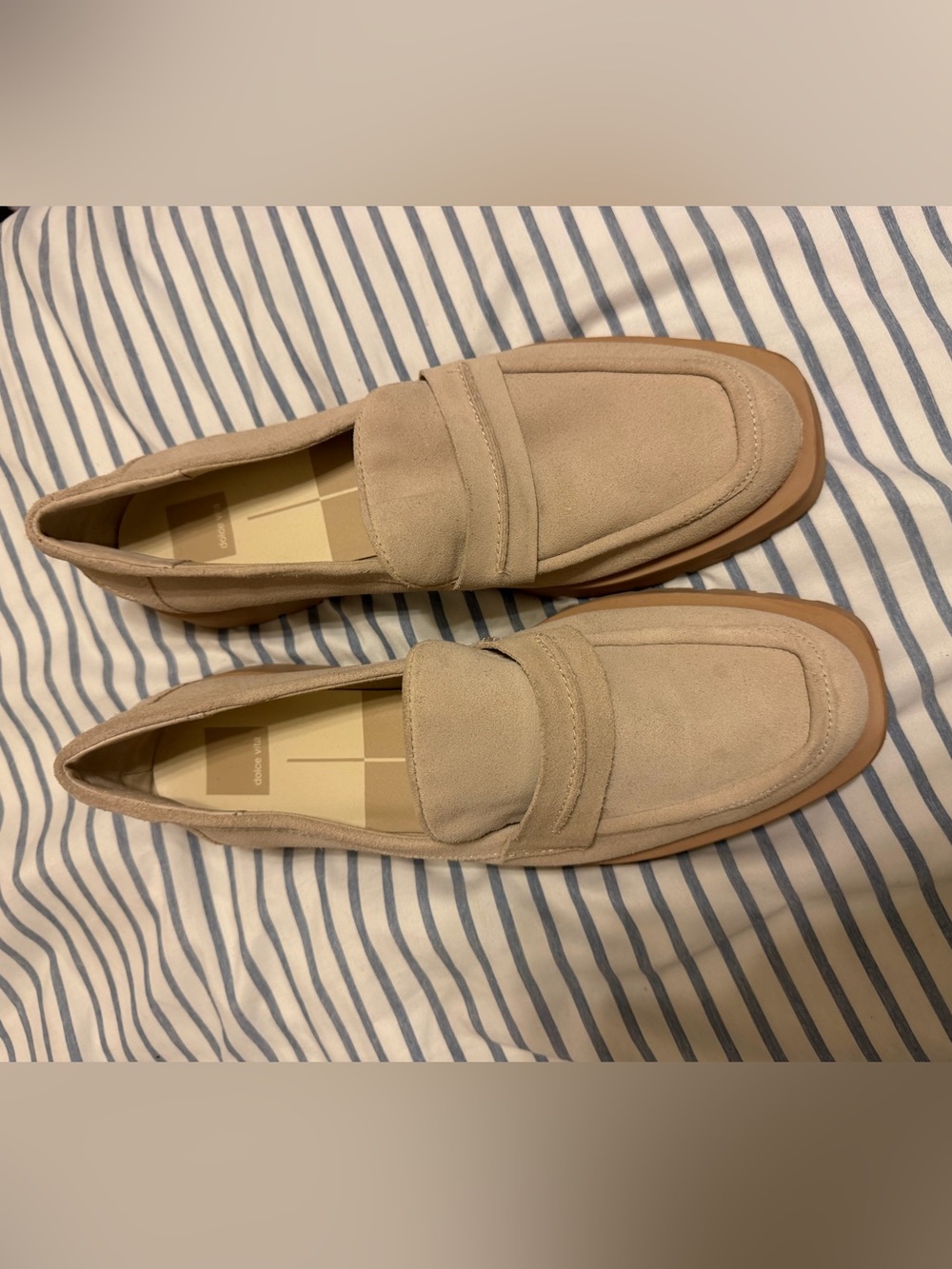 Women’s Dolce Vita Suede Penny Loafers in Beige